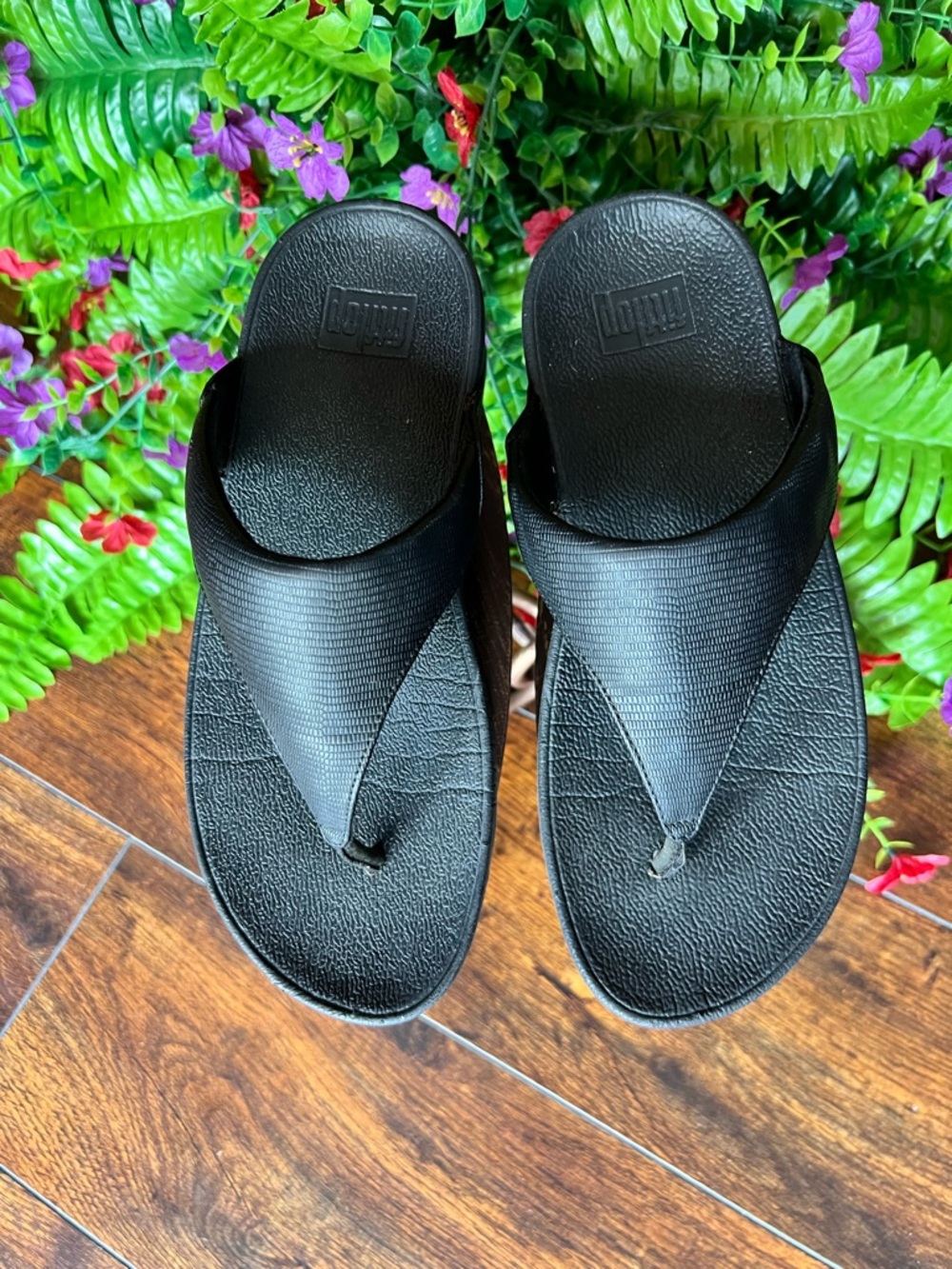 Fitflop Black Leather Sandals-Size 5